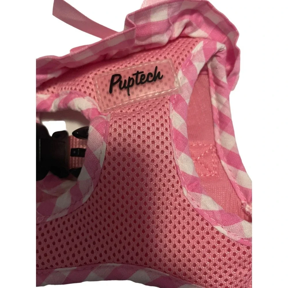 Pupteck Soft Mesh Pink Plaid Dog Walking Harness Vest -